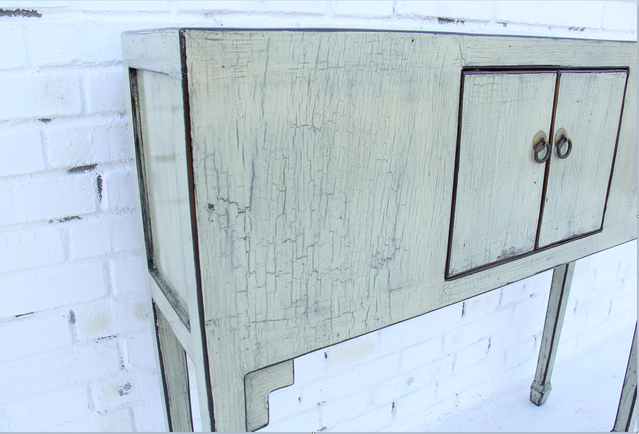 Sekretär mit kleinem Fach und weißer Patina im Shabby Chic Stil