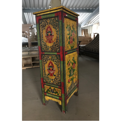 Tibet Konsole Nichenschrank bunte Motivbemalung