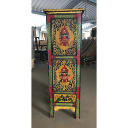 Tibet Konsole Nichenschrank bunte Motivbemalung