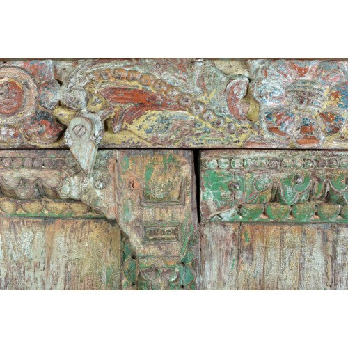 Indien antikgrün Schrank Schnitzereien heavy used optic Doppeltüren Gujarat 