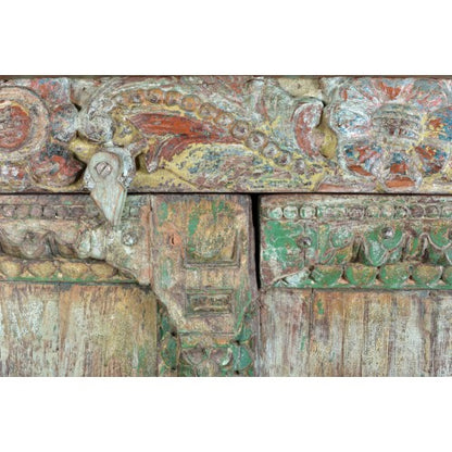 Indien antikgrün Schrank Schnitzereien heavy used optic Doppeltüren Gujarat 