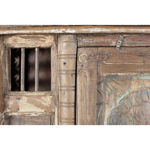 India Varanassi 1930 großer Schrank Tempelschrank tolle Frontoptik beschnitzt und bemalt