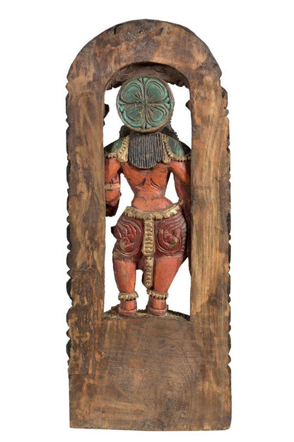 Handbemalte indische Statue aus Teakholz 