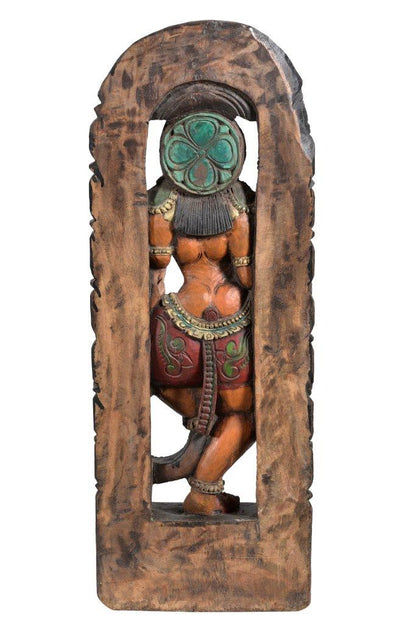Bunt bemalte indische Statue aus Holz 