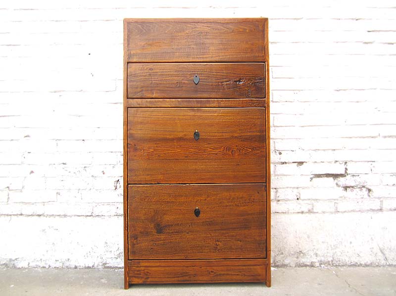 China dunkelbraune Flur Kommode Schuhschrank vintage Holz seitliche Schübe  im Kopfteil