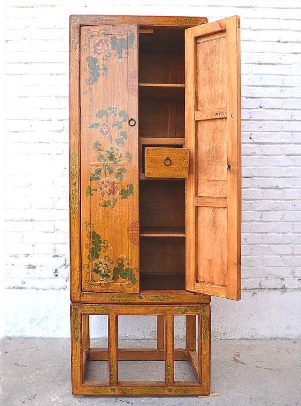 Tibet China Kommode Floral gelb