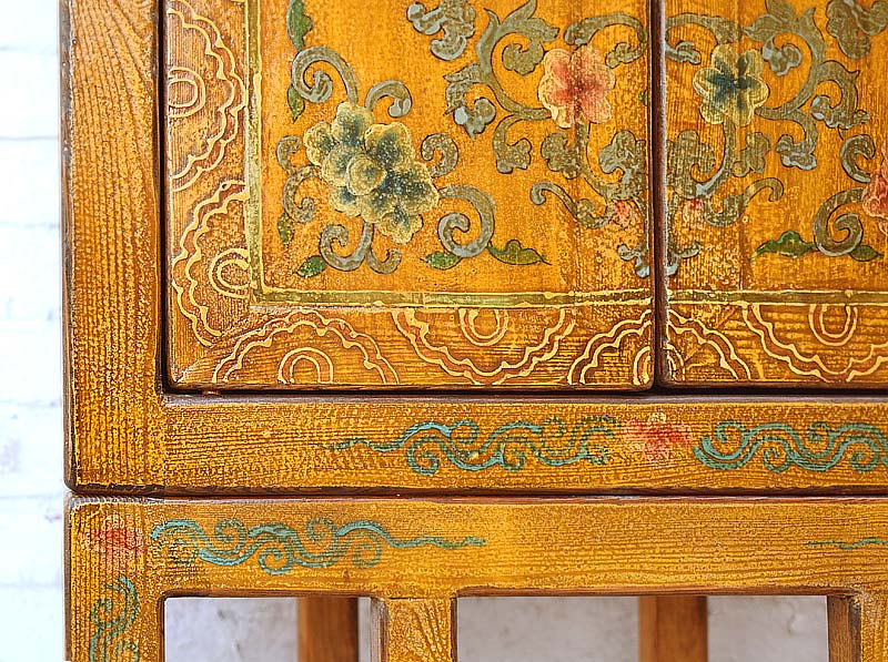China Tibet Kommode Gelb Schwarz