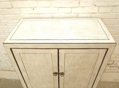 Asien antikweißer halbhoher Schrank vintage Massivholz