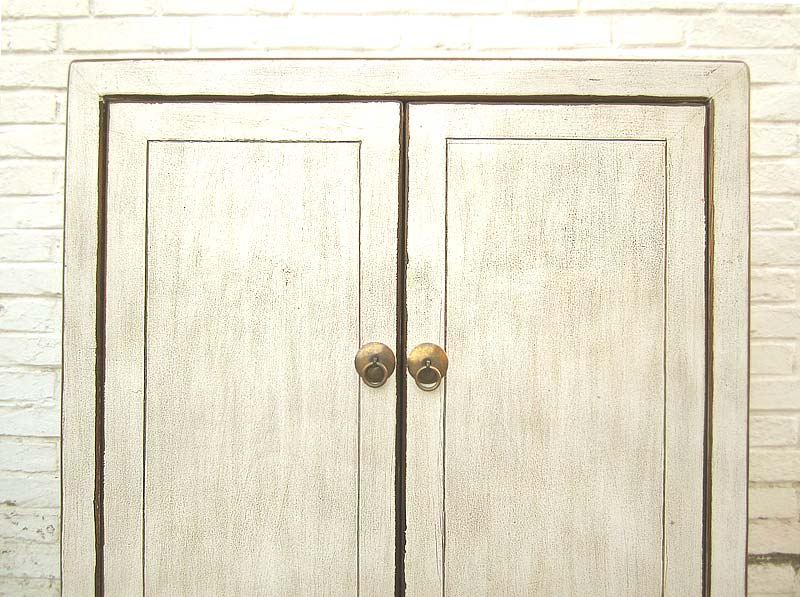 Asien antikweißer halbhoher Schrank vintage Massivholz