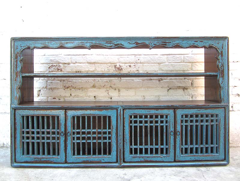 Asien  Anrichte Regal Ziergitter azurblau Pinie