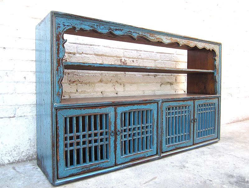 Asien  Anrichte Regal Ziergitter azurblau Pinie
