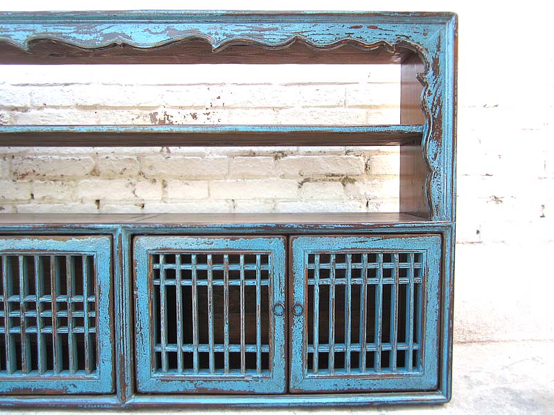 Asien  Anrichte Regal Ziergitter azurblau Pinie