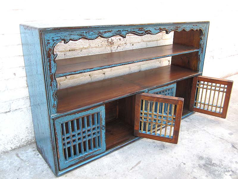 Asien  Anrichte Regal Ziergitter azurblau Pinie