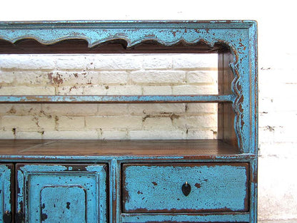 China Tibet vor 1910 Sideboard Regal Anrichte azurblau Pinie