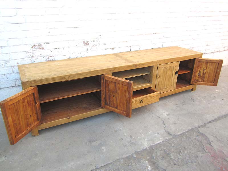 Asien sehr große TV Kommode Lowboard für Flatscreen antik vintage helles Holz Landhausstil