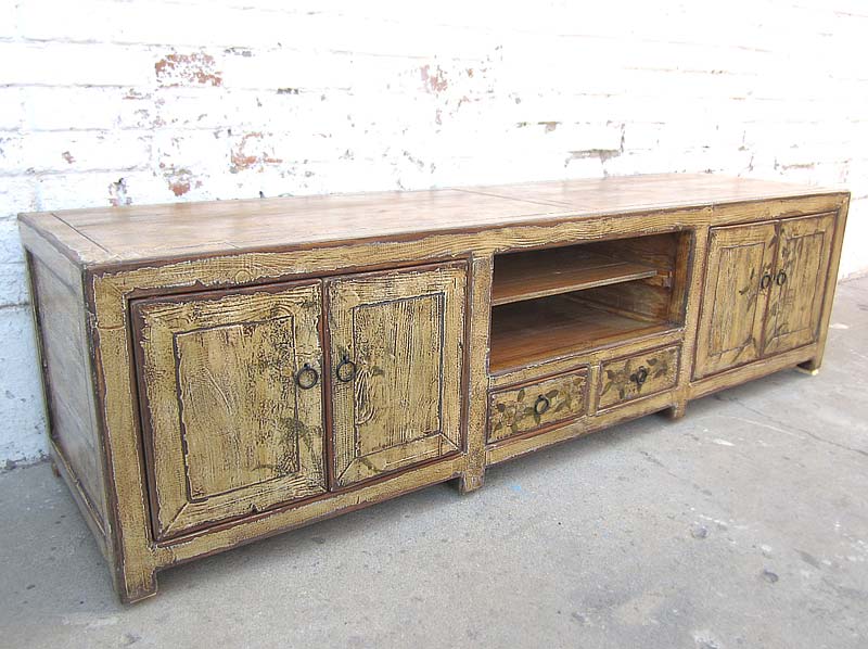 China große Fernseh Kommode Lowboard für Flachbildschirm antik Look vintage finish Holz