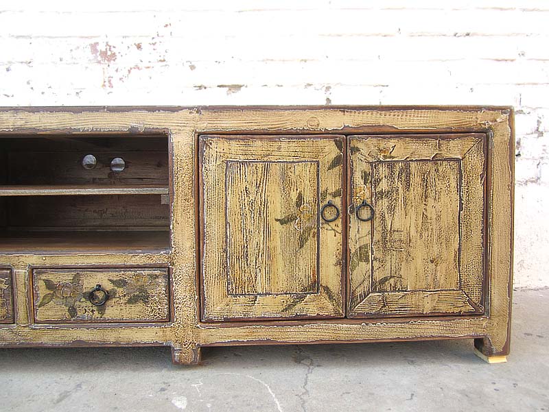 China große Fernseh Kommode Lowboard für Flachbildschirm antik Look vintage finish Holz
