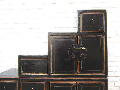 China gestufte Kommode Treppenschrank unter Schrägen vintage Holz schwarzer Lack