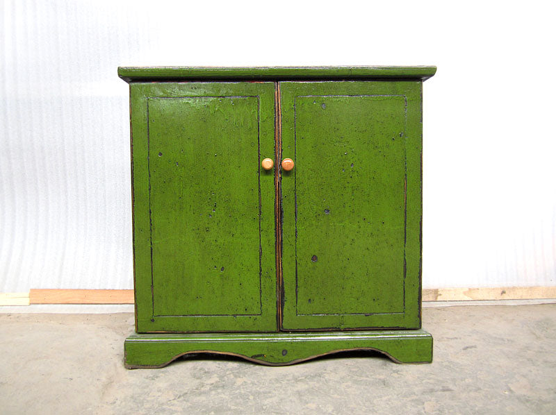 China Waschtisch Unterschrank Pinie Hochglanz gruen Sockeleiste