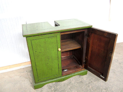 China Waschtisch Unterschrank Pinie Hochglanz gruen Sockeleiste