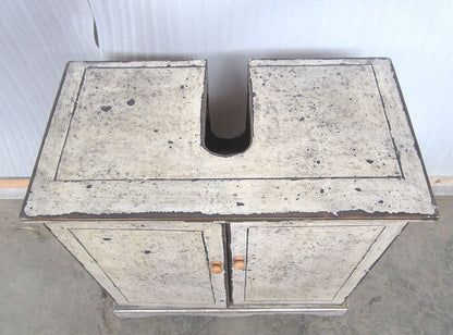 China Waschtisch Unterschrank Pinie Hochglanz weiss Sockeleiste geschwungen