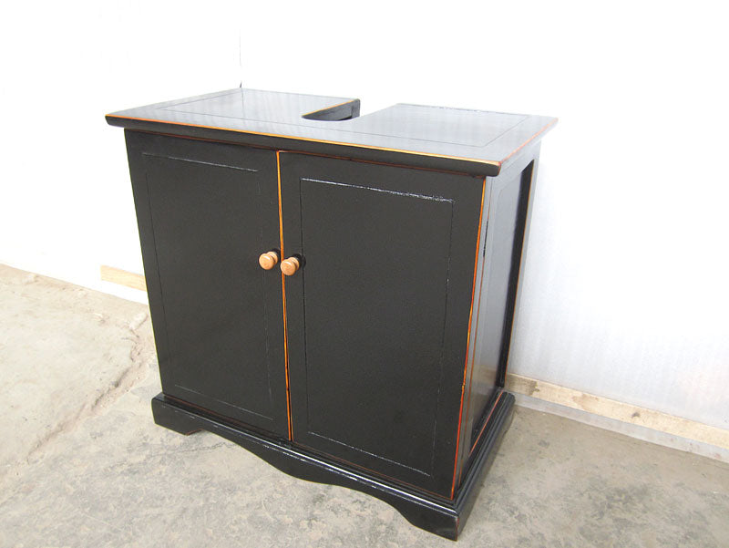 China Unterschrank Waschtisch  Pinie Hochglanz schwarz