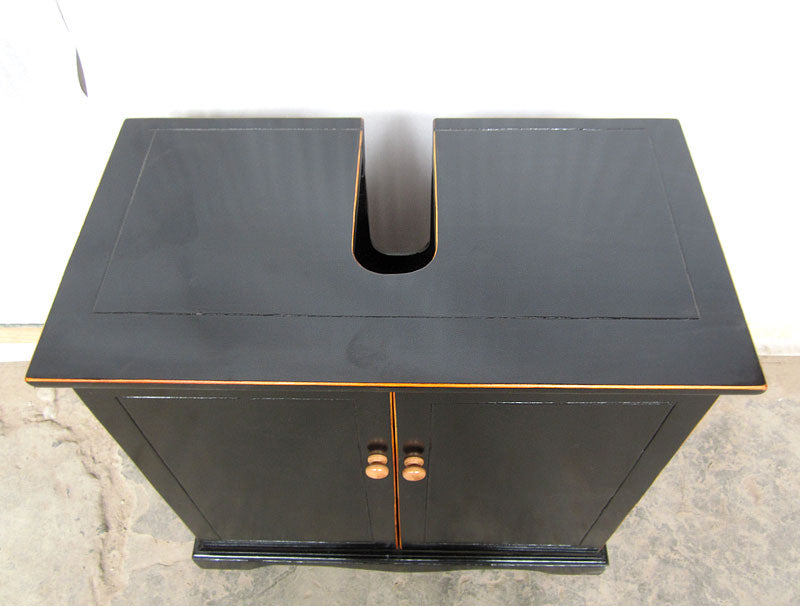 China Unterschrank Waschtisch  Pinie Hochglanz schwarz