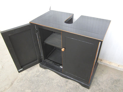 China Unterschrank Waschtisch  Pinie Hochglanz schwarz