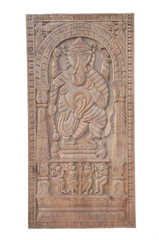 South India 1910 massives geschnitztes Wandbild Panel Gottheit