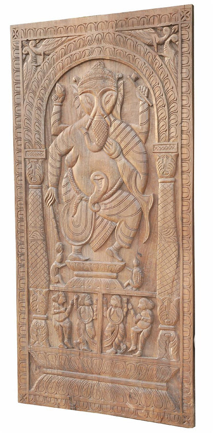 South India 1910 massives geschnitztes Wandbild Panel Gottheit