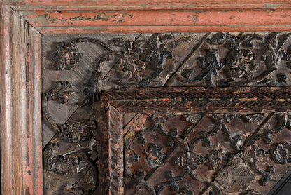 India geschnitztes Decken teil quadratisches Segment fein verziert Rajasthan um 1910