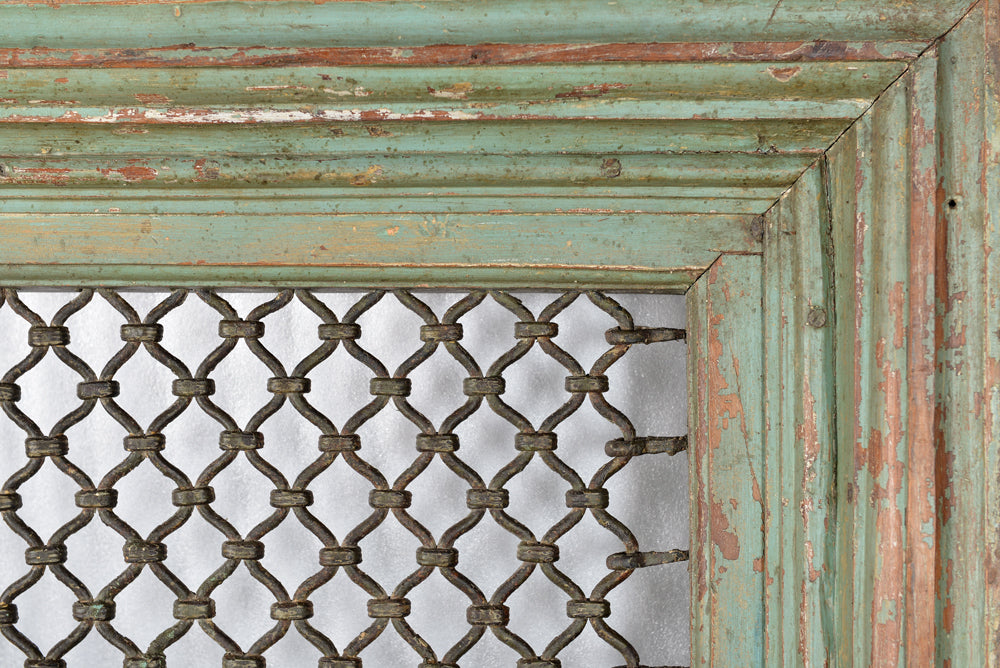 Old India 1935 mannshohes Fenster filigran vergittert Holzrahmen Rajasthan