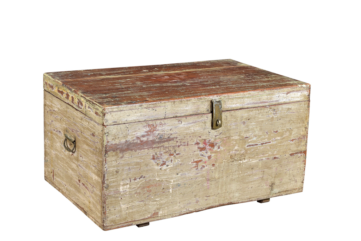 India 1950 rustikale kleine Truhe helles Holz Gebrauchsspuren Rajasthan