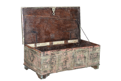 India 1960 große Truhe Box Kassette deutliche Gebrauchsspuren Rajasthan Antiquität