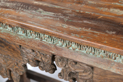 India breite Konsole Sideboard Tisch antike Schnitzerei und Bemalung Rajasthan