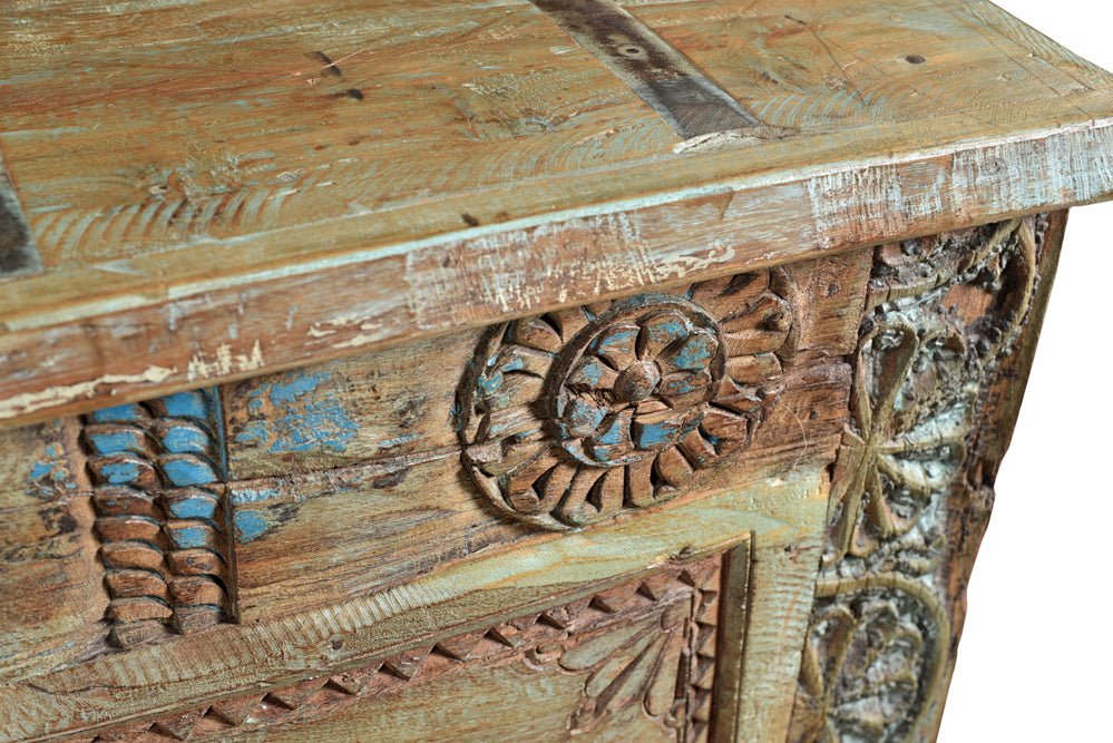 Indien bemalte Konsole Sideboard Wandtisch uralte Schnitzerei Kolonialmöbel