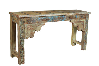 Indien bemalte Konsole Sideboard Wandtisch uralte Schnitzerei Kolonialmöbel