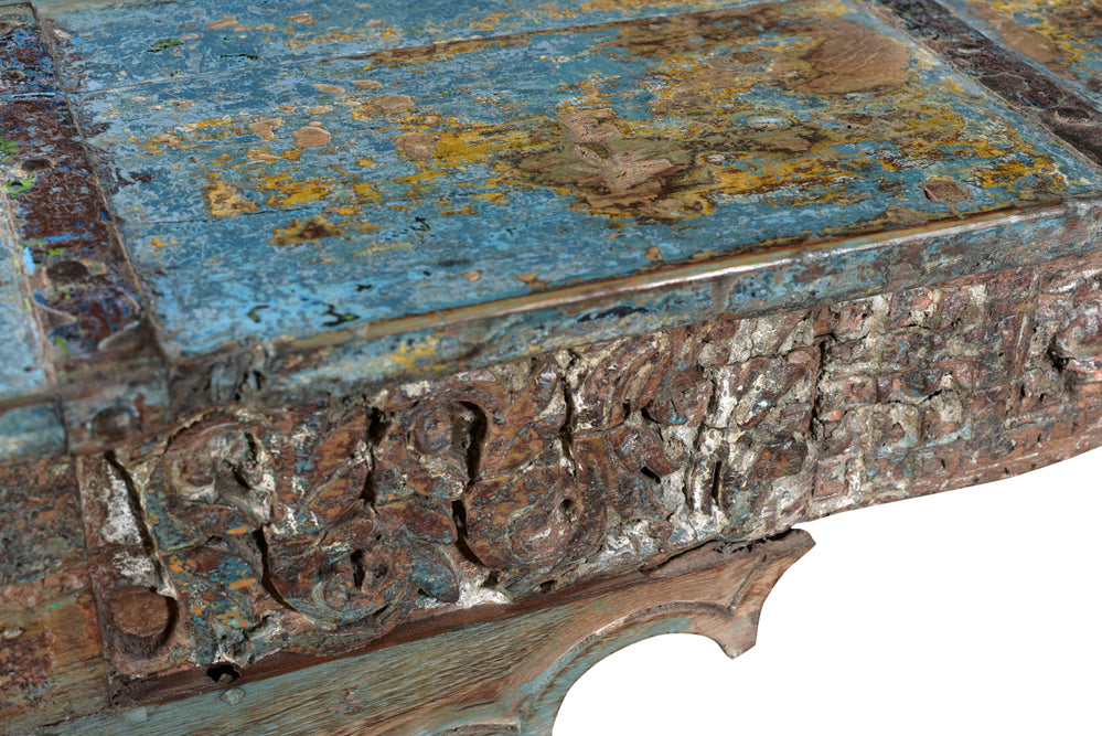 India zart bemalte Konsole Tisch Sideboard antike Schnitzerei Rajasthan Möbel