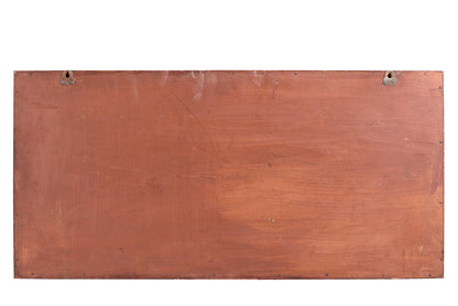 Indien 1965 Wandbild traditionelle Naturszene rotbrauner Holzrahmen Querformat