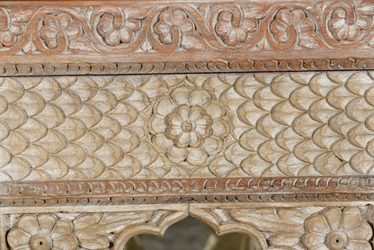 Indien breiter Spiegel heller Holzrahmen gefertigt von antikem Fensterbogen