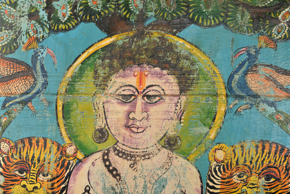 Indien mannshohes Wandbild farbenfrohe Buddha Motive Asia Deko