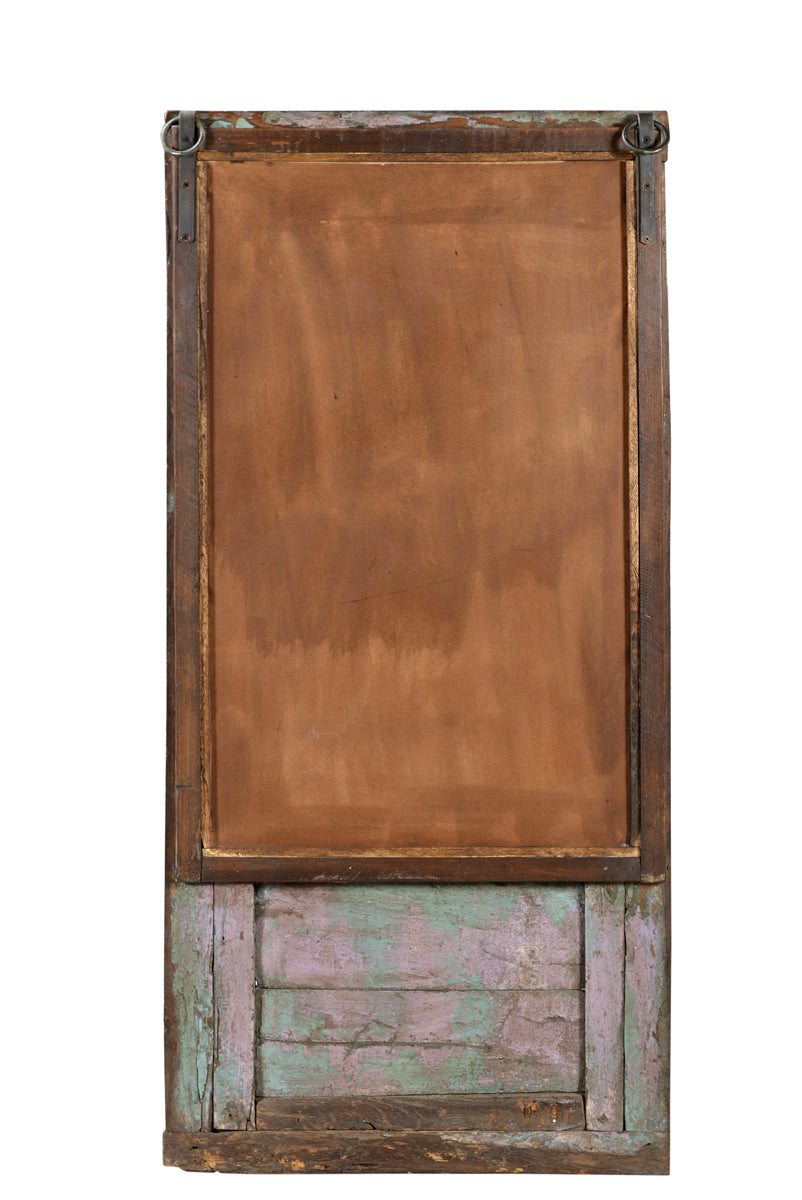 Koloniales Indien großer Wandspiegel aus antikem Fensterrahmen 1930 geschnitztes Dekor