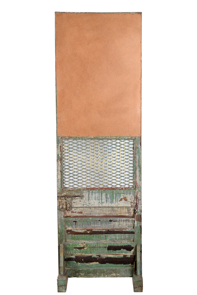 India hoher Spiegel Schminkspiegel aus Theater aus Holz und Metall heavy used optic