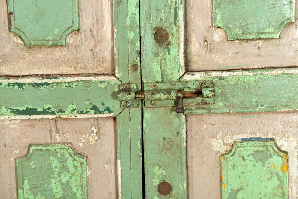 Indien großes halbrundse Fenster Einbau Segment grüne Antiklook Goa ca 1925