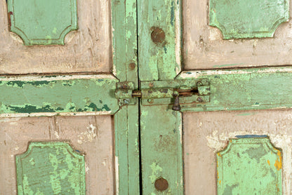 Indien großes halbrundse Fenster Einbau Segment grüne Antiklook Goa ca 1925