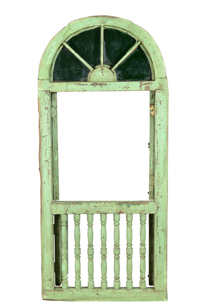 Indien großes halbrundse Fenster Einbau Segment grüne Antiklook Goa ca 1925