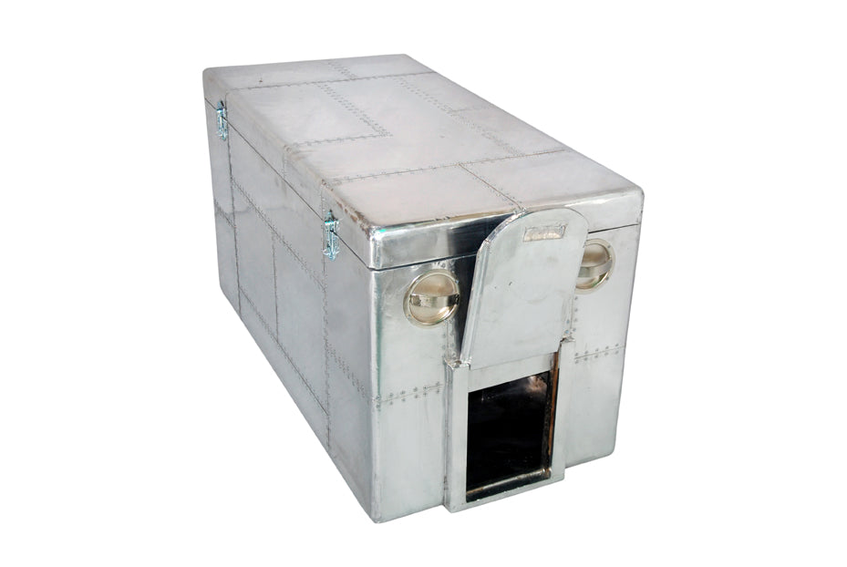 Ausgefallene Katzentoilette recyceltes Aluminium mit Verschlußklappe ein echter Hingucker 