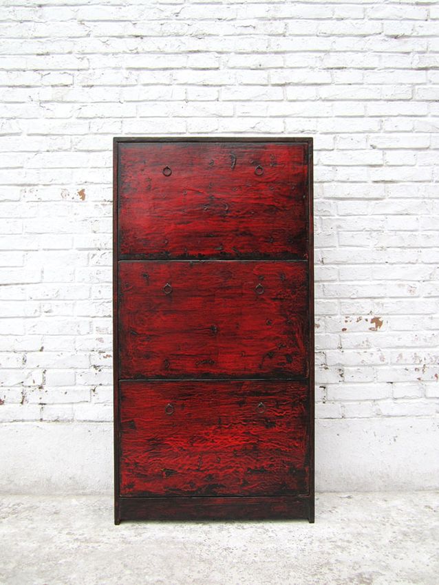 China Schuhschrank mit 3 Faechern Kommode highboard Pinienholz D SD.D.19.