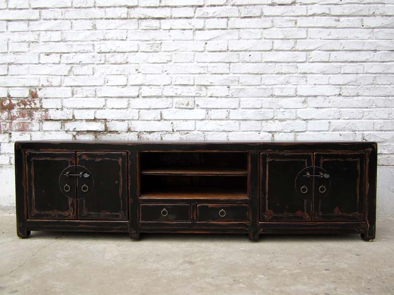 China Lowboard flache Anrichte ideal fuer TV Flatscreen dunkelbraune Pinie