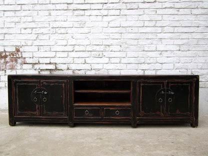 China Lowboard flache Anrichte ideal fuer TV Flatscreen dunkelbraune Pinie